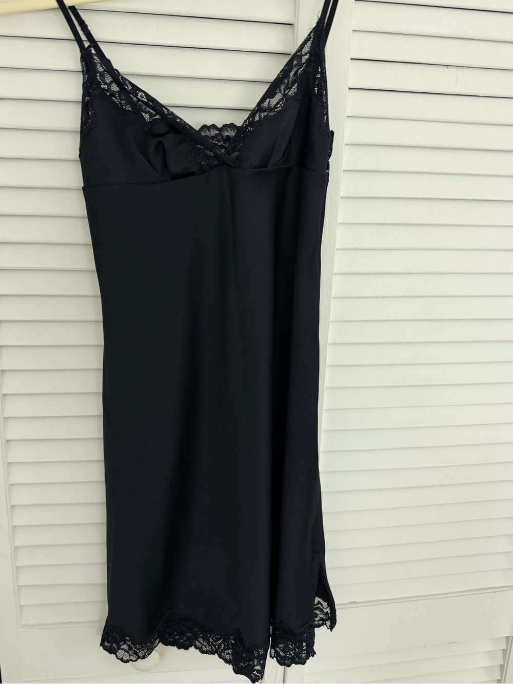 House of CB Black Lace-Trim Slip with corset navy